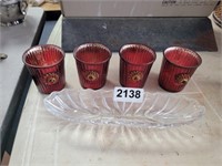VOTIVE HOLDERS AND GLASS DISH