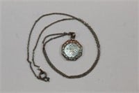 Antique Art Deco 10K white gold pendant necklace,