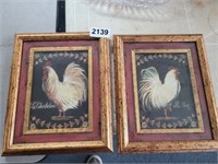 2 ROOSTER WALL ART