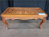 INCREDIBLE HAND CARVED TEAK ASIAN COFFEE TABLE