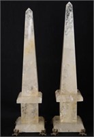 Pair of Brazilian Crystal obelisk sculptures