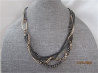 Necklace Black And Gold Tone Chain 24"