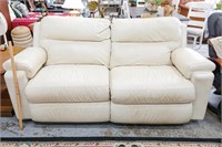Tan Leather Sofa w/ Powered Recliners 80" (Missing