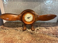 Rare vintage wooden sea plane prop clock