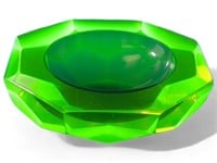 Murano Faceted Green & Amber Sommerso Glass