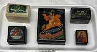 Collection of Russian and Indian boxes