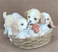 Homco Pups In A Basket Porcelain