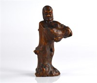 CHINESE ROOT WOOD CARVED STANDING FIGURE