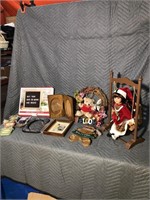 Vintage doll, welcome sign, letter board,