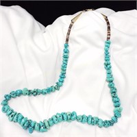 Turquoise Nugget  & Sterling Necklace