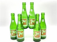 (6) Vintage 7Up Soda Bottles