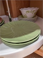 Lot of Assorted Green Plates and Saucers