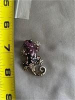 Sterling Lizard Pendant  with Stones