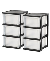 IRIS USA 3-Drawer Organizers  Black  2 Pack