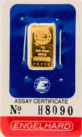 Coin Engelhard 1 Gram .999 Pure Gold Bar