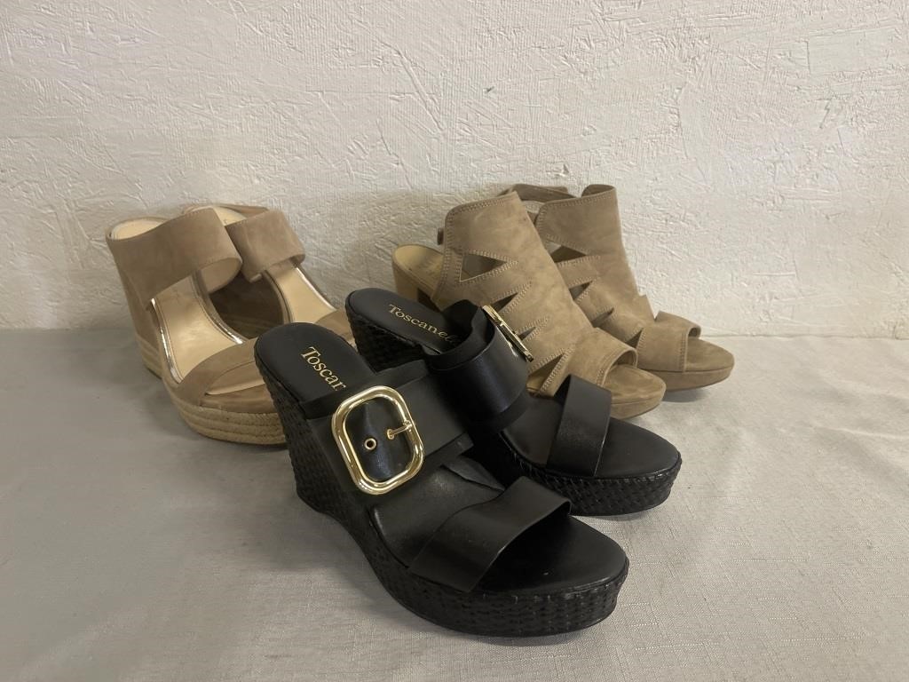3 Pairs of Women’s Sandals/Wedges- Size 9.5