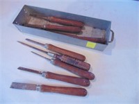 lathe tools in metal box