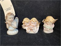 3 Ceramic Angel Head Figurines