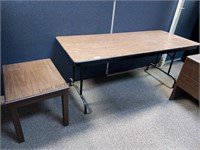 6 foot folding leg table and small office side