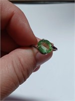 Vtg. Peridot Colored Engagement Ring Marked