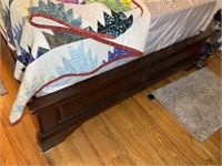 Vintage queen bed headboard, footboard, and rails