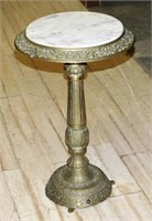 Cast Brass Marble Top Side Table.