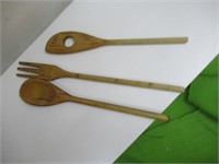 3 Wooden -Fork and Spoons