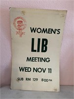 14"x 22" Vintage 70's Women's Lib Meeting Poster