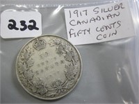 1917 Silver Canadian Fifty Cents Coin