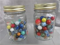 2 Pint Jars w/Marbles