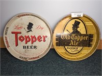 (2) METAL OLD TOPPER BEER TRAYS
