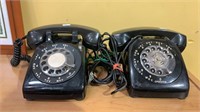 2 black rotary telephones - need to be hardwired.