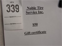 Noble's Tire Service $50 Gift Certificate