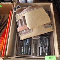 LEATHER TOOL BELT, WRENCHES, SOCKETS, ETC