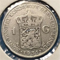 1931 1 Gulden Silver - Netherlands