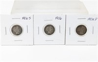 (3) Barber Dimes: 1906, 1906-D, 1906-S