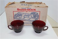 ANCHOR HOCKING RUBY RED SNACK SET NOS