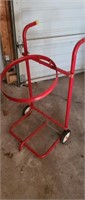 Red metal frame Barrel cart
