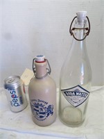 Stoneware beer bottle and Soda water bottle