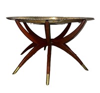 Mid-Century Spider Leg Round Table w/ Brass Tray