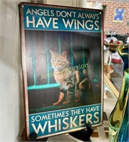 CATS ARE ANGELS METAL SIGN