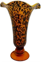 Vintage Tortoise Shell Glass Vase