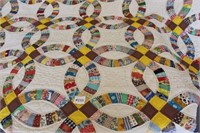 Handmade Double Wedding Ring Quilt - Full Size