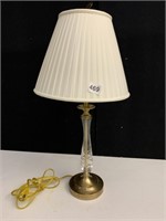 24" LAMP GLASS AND BRASS BASE, SOME TARNICH AS