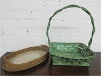 Antique Wicker Basket and Tray