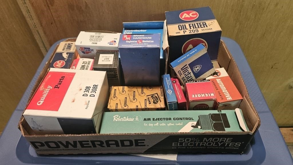 Box of Assorted NOS Automotive parts