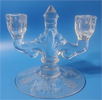 Heisey Orchid Trident Pattern Candle Holder