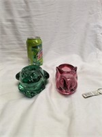 Indiana Glass Bunny & Frog Candle Holders