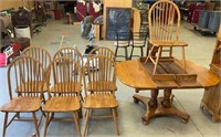 Oak table & 7 chairs