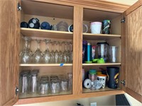 Cabinet Contents (only) Glassware, etc.